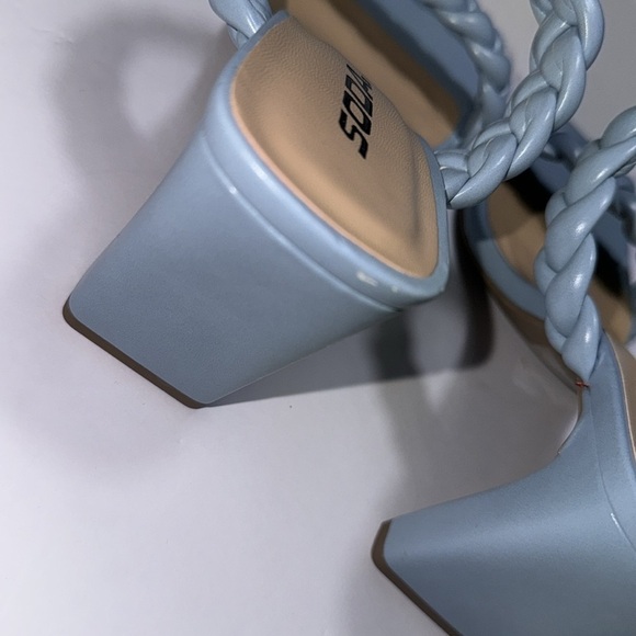 Soda Women's Braided Open Toe Double Strap Heels, Blue, 7.5 - Picture 9 of 9